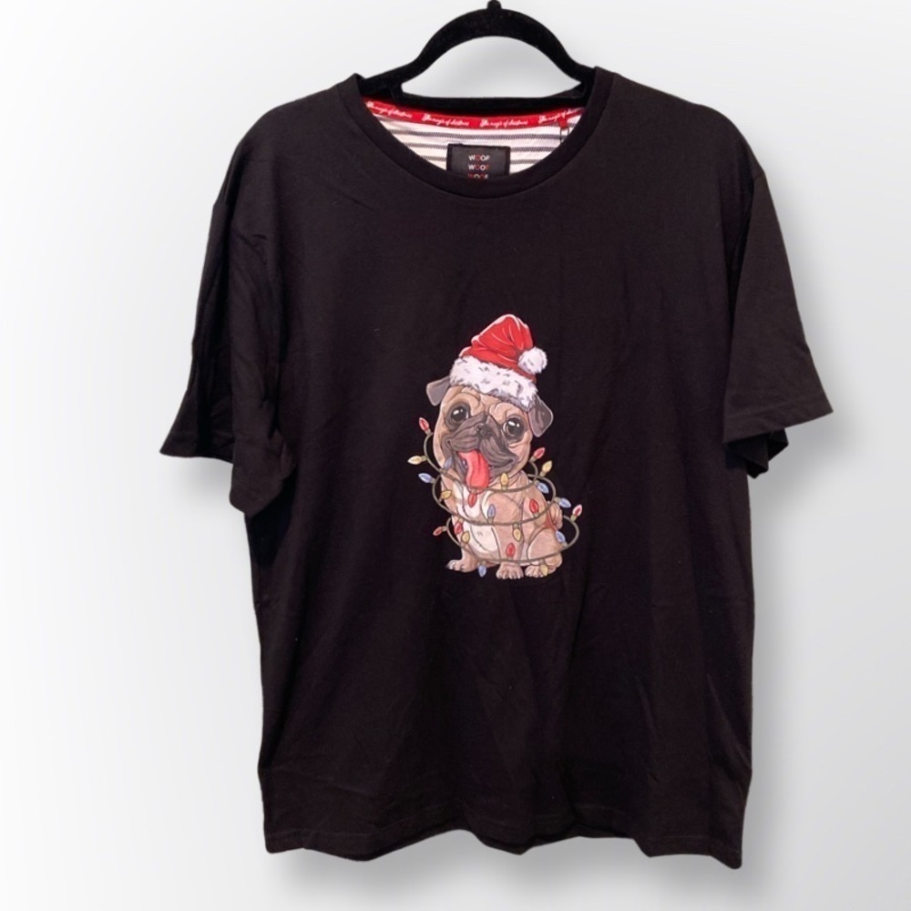 NWT Pug Christmas Tree Dog Santa T-Shirt Size XL
